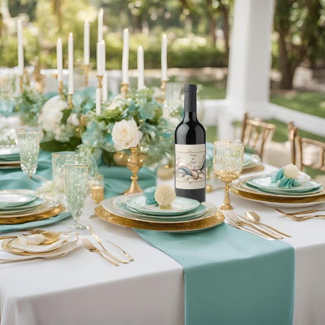 Étiquette Pour Bouteilles De Vin Pearl Coast Elegance Vin bouteille Étiquette (Créateur téléchargé)