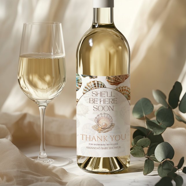 Étiquette Pour Bouteilles De Vin Pearl Under The Sea You Soon Girl Baby Shower (Créateur téléchargé)
