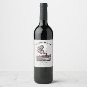 Étiquette Pour Bouteilles De Vin Pêche à la retraite au Vintage des pêcheurs du lac