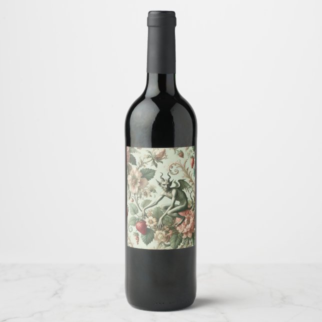 Étiquette Pour Bouteilles De Vin Péchés fraises - gothique baroque (Devant)