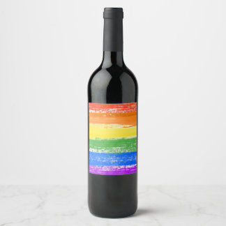 ÉTIQUETTE POUR BOUTEILLES DE VIN PEINTURE À DRAPEAU LGBT RAINBOW
