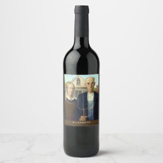 Étiquette Pour Bouteilles De Vin Peinture à l'huile gothique américaine