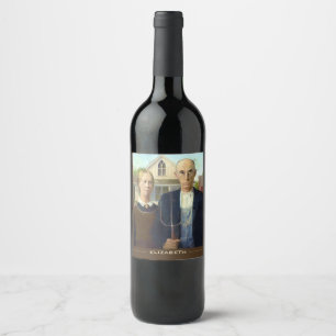 Étiquette Pour Bouteilles De Vin Peinture à l'huile gothique américaine de