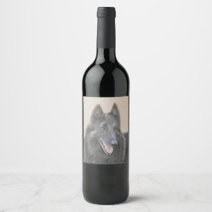 Étiquette Pour Bouteilles De Vin Peinture belge Tervuren - Cute Original Chien Art