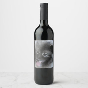 Étiquette Pour Bouteilles De Vin Peinture de Bailey de Keeshond - art original