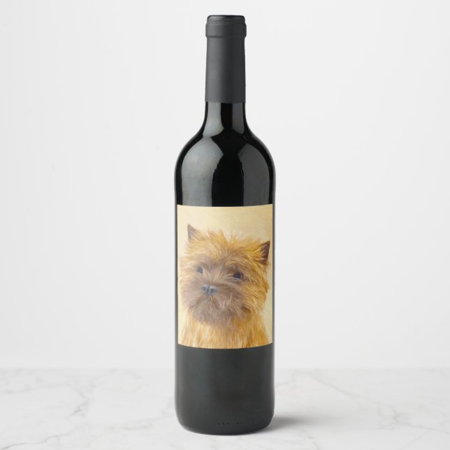 Étiquette Pour Bouteilles De Vin Peinture de Cairn Terrier - Cute Original Chien Ar (Devant)