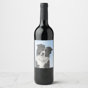 Étiquette Pour Bouteilles De Vin Peinture de collie frontalière - Belle art origin