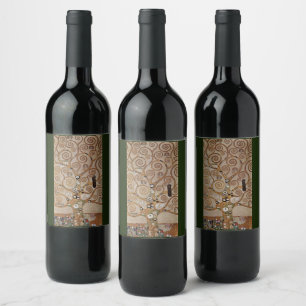 Étiquette Pour Bouteilles De Vin Peinture de Gustav Klimt "L'arbre de vie" (1909)