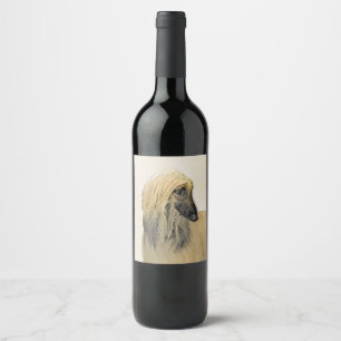 Étiquette Pour Bouteilles De Vin Peinture de la hache afghane - jolie art original