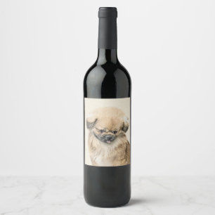 Étiquette Pour Bouteilles De Vin Peinture de Pekingese - L'art original du chien