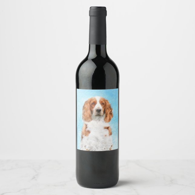 Étiquette Pour Bouteilles De Vin Peinture d'espagnol Welsh Springer - Art original  (Devant)