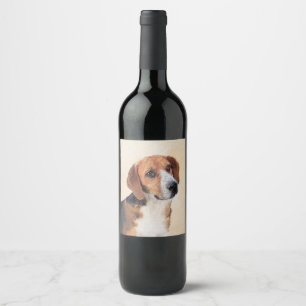 Étiquette Pour Bouteilles De Vin Peinture Harrier - Joli art original chien
