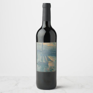 Étiquette Pour Bouteilles De Vin Peinture Impressionniste Marine Lever de Soleil de