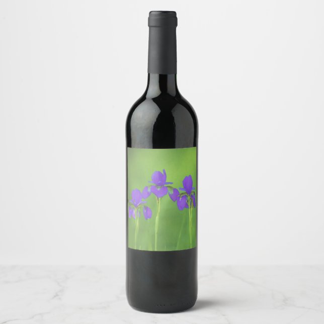 Étiquette Pour Bouteilles De Vin Peinture Iris Violet - Art Fleur Originale (Devant)