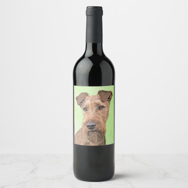 Étiquette Pour Bouteilles De Vin Peinture Irlandaise Terrier - Cute Original Chien  (Devant)