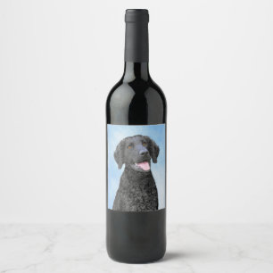 Étiquette Pour Bouteilles De Vin Peinture Retriever recouverte de boue - Art Chien