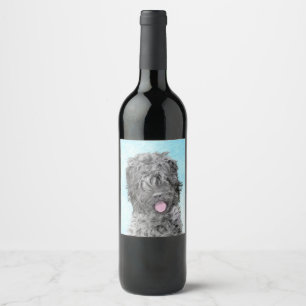 Étiquette Pour Bouteilles De Vin Peinture russe Terrier noir - Chien original migno