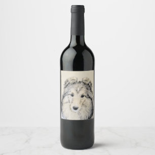 Étiquette Pour Bouteilles De Vin Peinture Shetland Sheepdog - Jolie art original ch