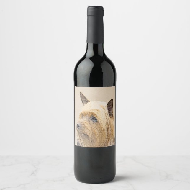 Étiquette Pour Bouteilles De Vin Peinture Silky Terrier - Cute Original Chien Art (Devant)