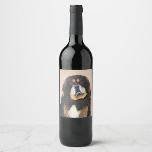 Étiquette Pour Bouteilles De Vin Peinture Tibétaine Mastiff - Joli art original chi