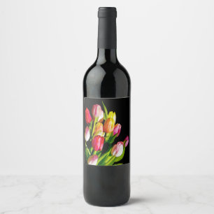 Étiquette Pour Bouteilles De Vin Peinture tulipe - Art floral original