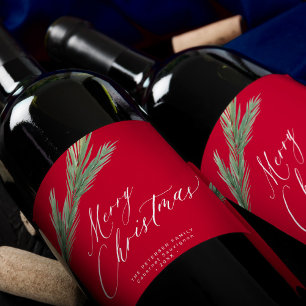 Étiquette Pour Bouteilles De Vin Penderie rustique rouge de Noël