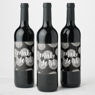 Étiquette Pour Bouteilles De Vin Pensée Magique "Faites un Vœu"