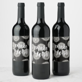 Étiquette Pour Bouteilles De Vin Pensée Magique "Faites un Vœu"