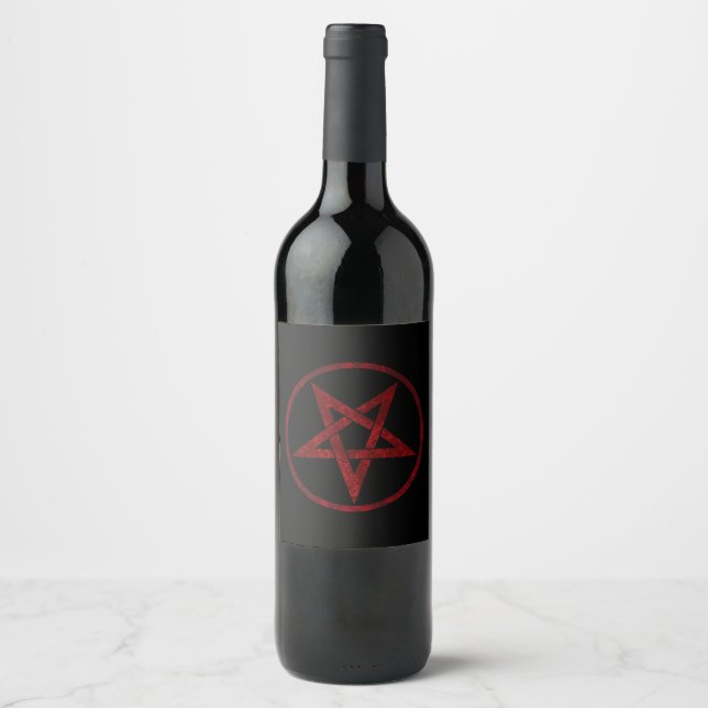 Étiquette Pour Bouteilles De Vin Pentagram Red Devil (Devant)
