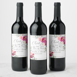 Étiquette Pour Bouteilles De Vin Peony & Roses Eucalyptus Greenery Wine Label