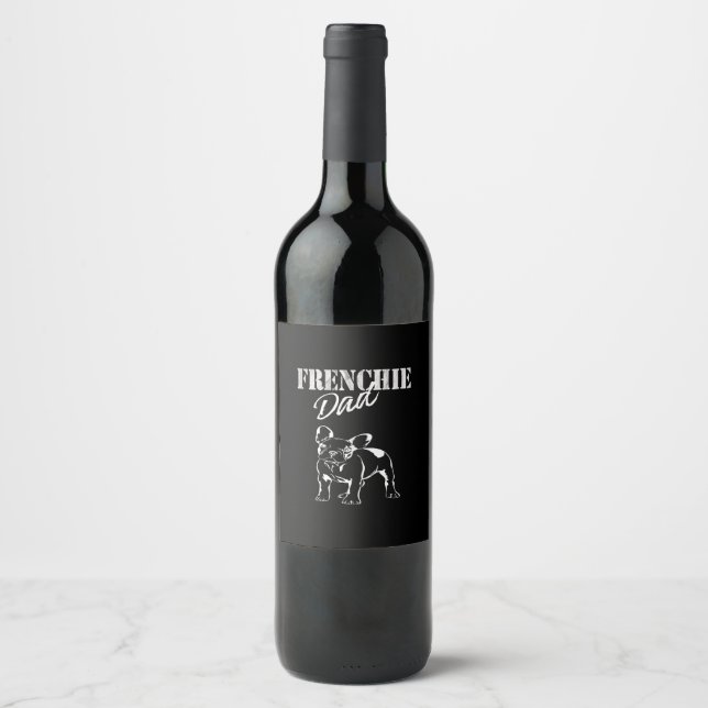 Étiquette Pour Bouteilles De Vin père de mignonne frenchie | drôle de cadeau de bul (Devant)