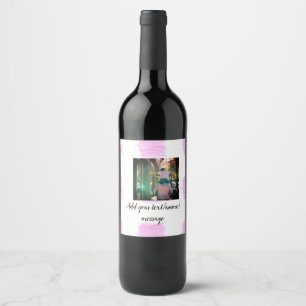 Étiquette Pour Bouteilles De Vin Père fils papa aquarelle rose violet ajouter une i