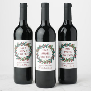 Étiquette Pour Bouteilles De Vin père Noël Approuvé Jingle Juice Christmas Wreat