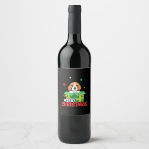 Étiquette Pour Bouteilles De Vin Père Noël Beagle Amoureux de Chien Joyeux Noël Xma
