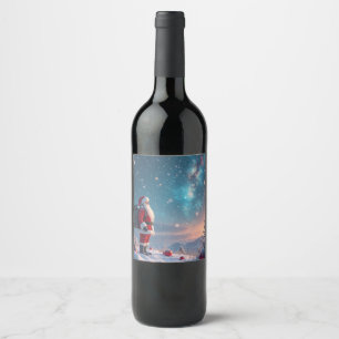 Étiquette Pour Bouteilles De Vin Père Noël de Noël au pôle Nord