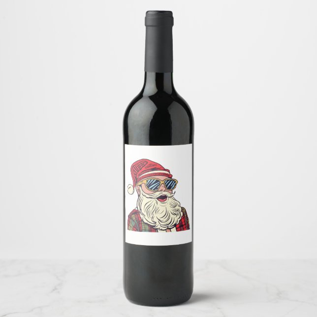 Étiquette Pour Bouteilles De Vin Père Noël - Drôle (Devant)