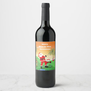 Étiquette Pour Bouteilles De Vin Père Noël jouant hors d'un obstacle d'eau en Flori