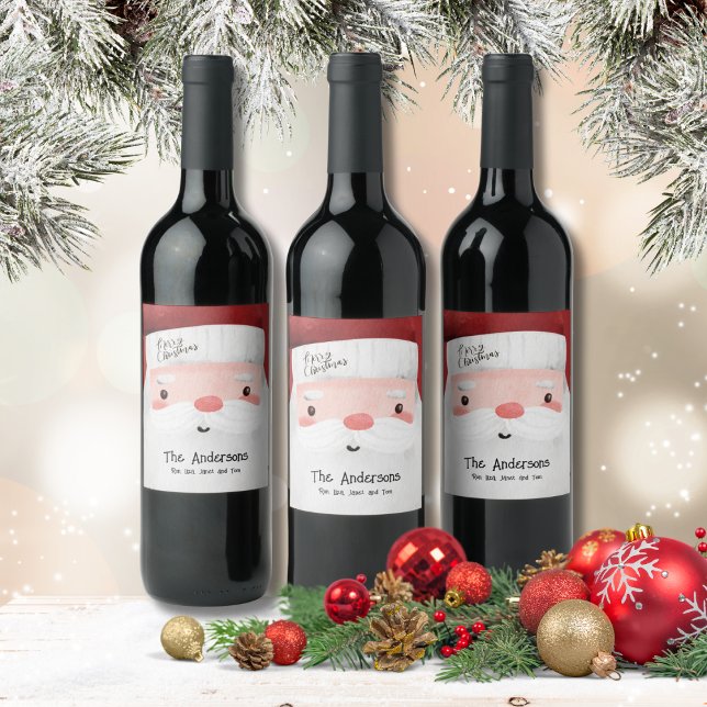 Étiquette Pour Bouteilles De Vin Père Noël personnalisé Joyeux Noël (Créateur téléchargé)
