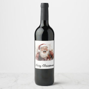 Étiquette Pour Bouteilles De Vin 🍷 "Père Noël Sip" Bouteille de vin festive 🍷