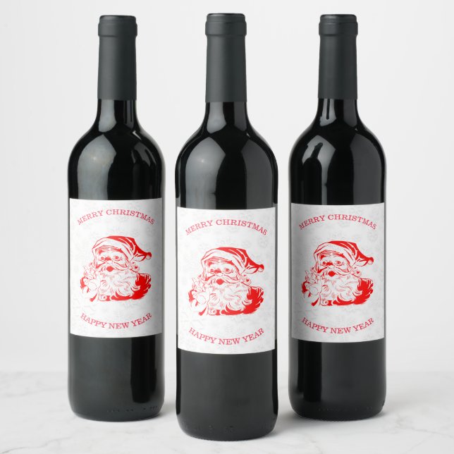 Étiquette Pour Bouteilles De Vin Père Noël & Snowflakes (Bouteilles)