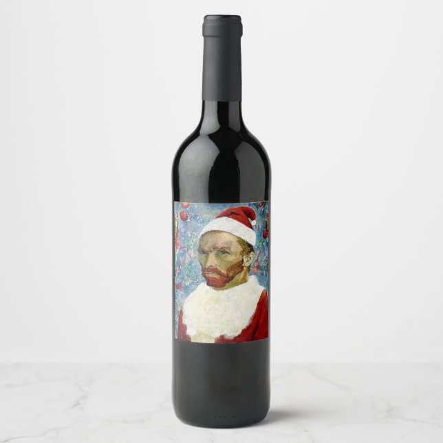 Étiquette Pour Bouteilles De Vin Père Noël, Van Gogh (Devant)