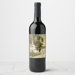 Étiquette Pour Bouteilles De Vin Père Noël vintage Noël victorien vacances Arbre