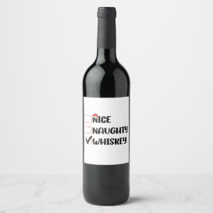 Étiquette Pour Bouteilles De Vin Père Noël Whiskey Nice Naughty Liste de Noël