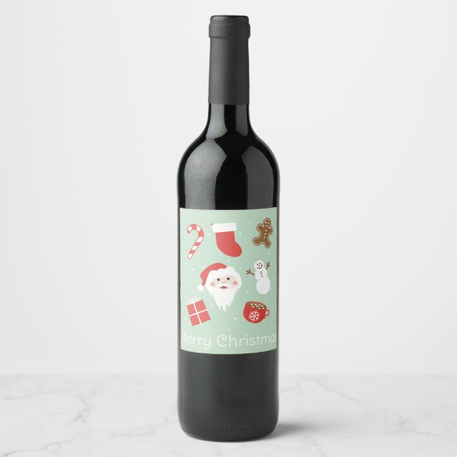 Étiquette Pour Bouteilles De Vin Période de Noël   (Devant)