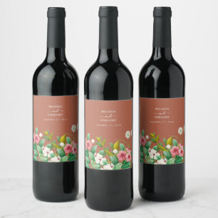 Étiquette Pour Bouteilles De Vin Périwinkle Burnt Orange Terracotta Mariage
