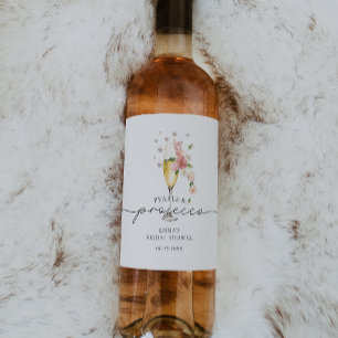 Étiquette Pour Bouteilles De Vin Perles rose vif et Fête des mariées de poursuites