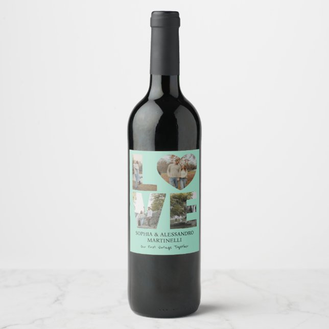 Étiquette Pour Bouteilles De Vin Personalized Anniversary Photo Wine Bottle Label  (Devant)