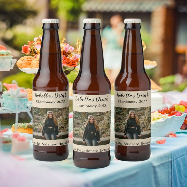 Étiquette Pour Bouteilles De Vin Personalized Causal Tan Photo Country Fall  (Créateur téléchargé)