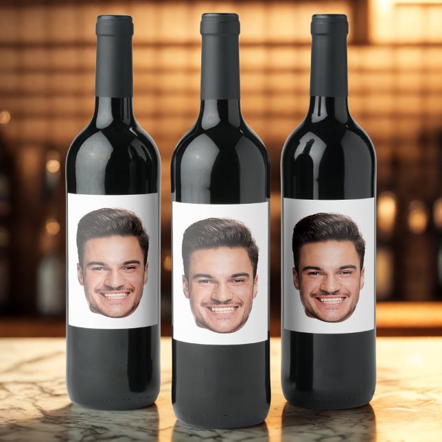 Étiquette Pour Bouteilles De Vin Personalized Custom Face (Créateur téléchargé)