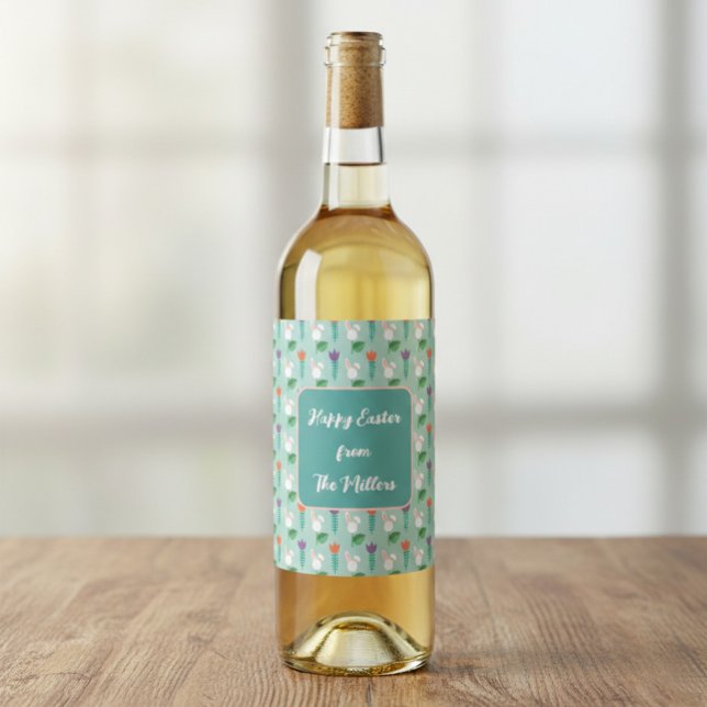 Étiquette Pour Bouteilles De Vin Personalized Family Name Easter Wine Label (Créateur téléchargé)
